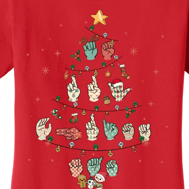 Sign Language Christmas Tree Merry Christmas Asl Women's T-Shirt