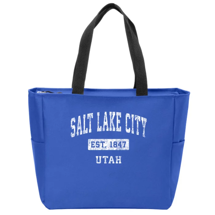 Salt Lake City Utah Ut Vintage Established Sports Design Zip Tote Bag