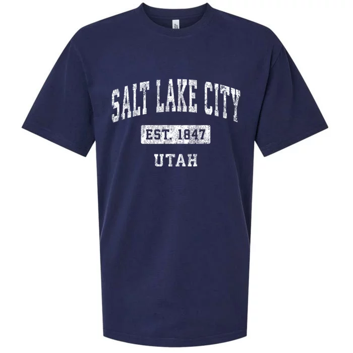 Salt Lake City Utah Ut Vintage Established Sports Design Sueded Cloud Jersey T-Shirt