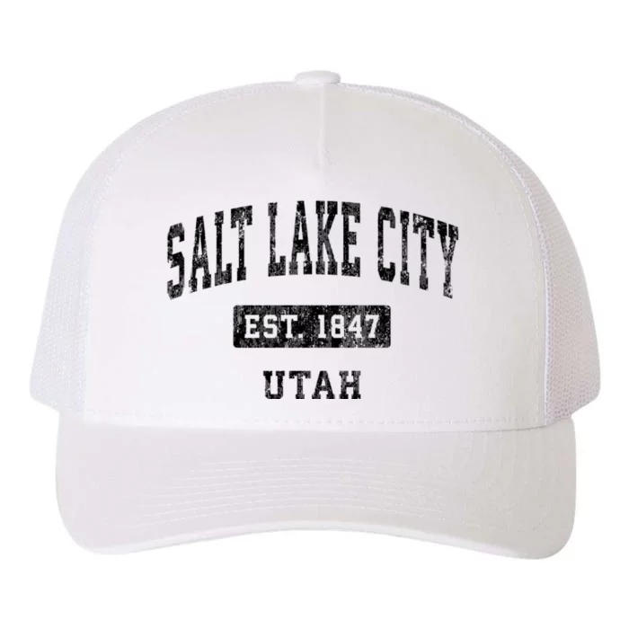 Salt Lake City Utah Ut Vintage Established Sports Design Yupoong Adult 5-Panel Trucker Hat