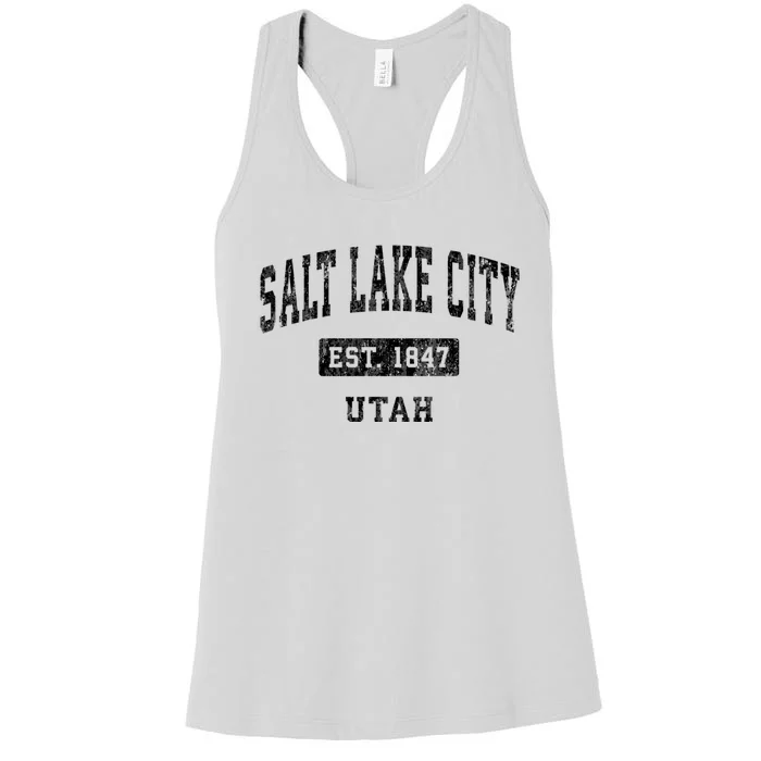 Salt Lake City Utah Ut Vintage Established Sports Design Women's Racerback Tank