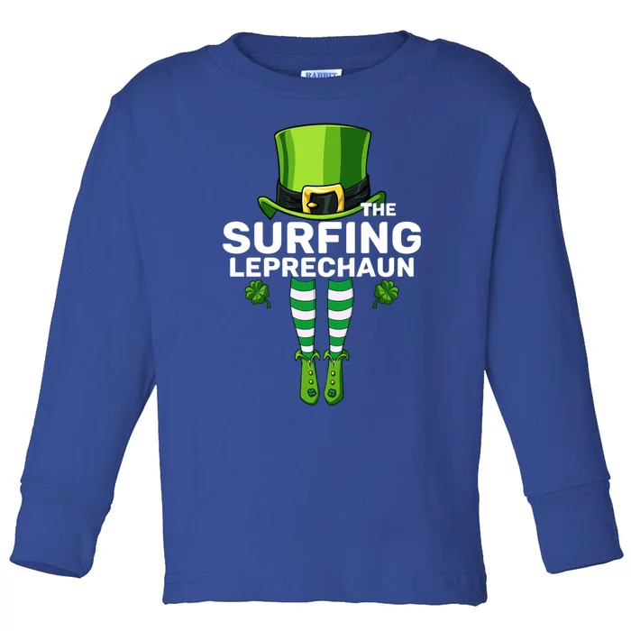 Surfing Leprechaun Costume Gift Matching Family Gift Toddler Long Sleeve Shirt