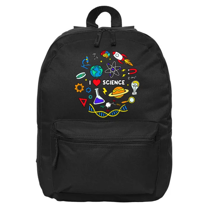 Science Lover Chemistry Biology Physics Love Science 16 in Basic Backpack