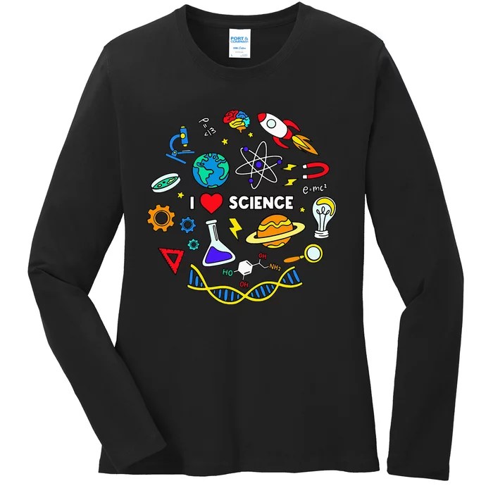 Science Lover Chemistry Biology Physics Love Science Ladies Long Sleeve Shirt