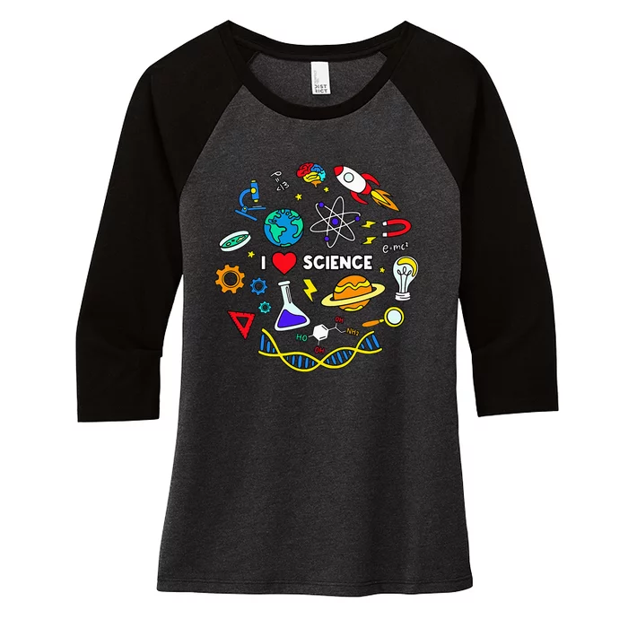 Science Lover Chemistry Biology Physics Love Science Women's Tri-Blend 3/4-Sleeve Raglan Shirt