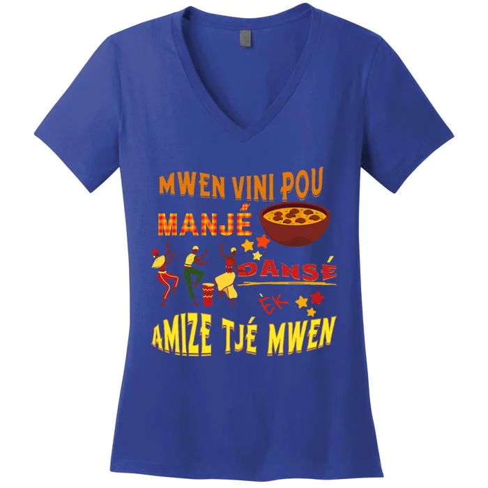 St. Lucia Creole Day Manje Danse Kweyol Day Women's V-Neck T-Shirt