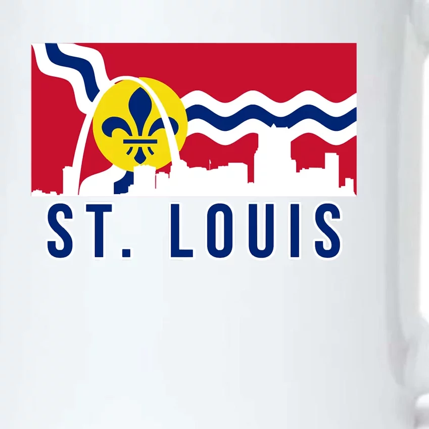 St. Louis City Skyline On St. Louis Fleur De Lis Flag Black Color Changing Mug