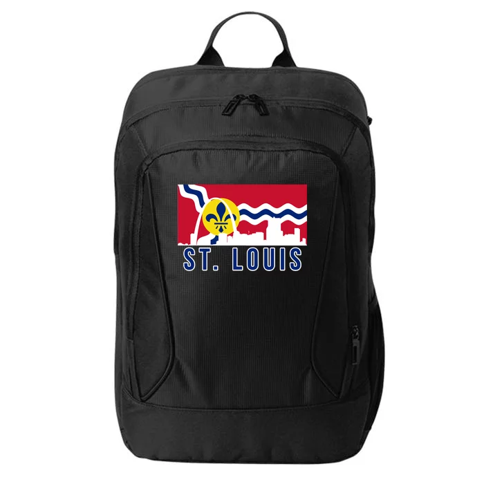 St. Louis City Skyline On St. Louis Fleur De Lis Flag City Backpack