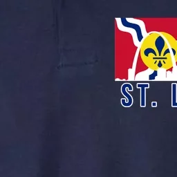 St. Louis City Skyline On St. Louis Fleur De Lis Flag Softstyle Adult Sport Polo