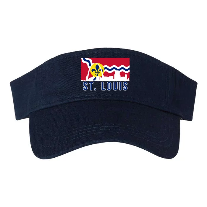 St. Louis City Skyline On St. Louis Fleur De Lis Flag Valucap Bio-Washed Visor