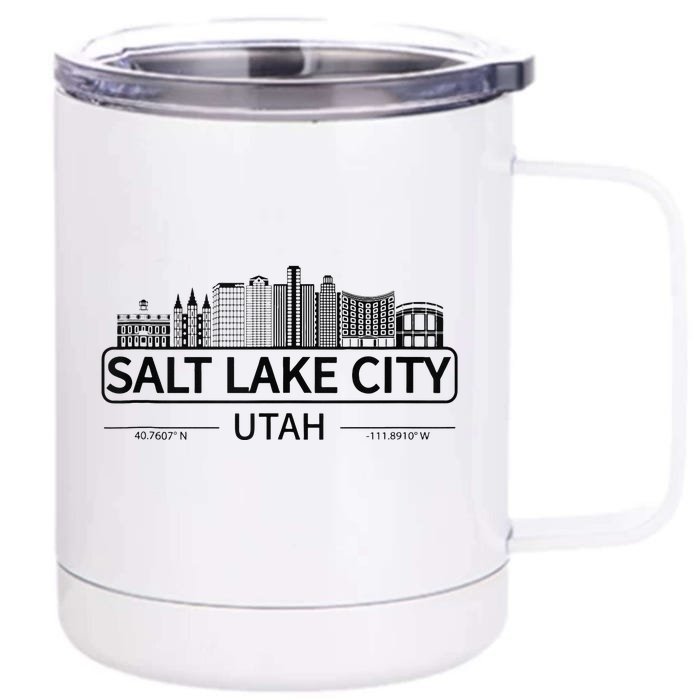 Salt Lake City Utah Cityscape Travel To Salt Lake City Front & Back 12oz Stainless Steel Tumbler Cup