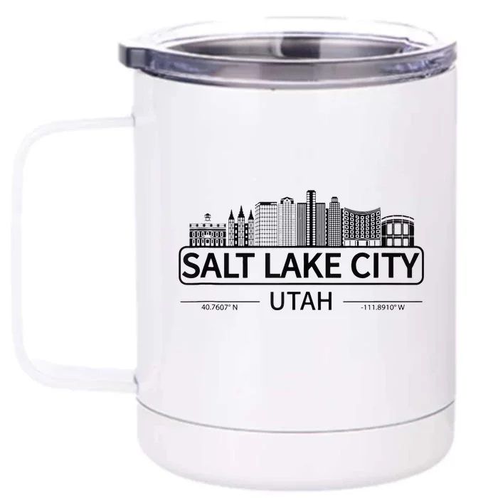 Salt Lake City Utah Cityscape Travel To Salt Lake City Front & Back 12oz Stainless Steel Tumbler Cup