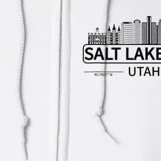 Salt Lake City Utah Cityscape Travel To Salt Lake City Full Zip Hoodie