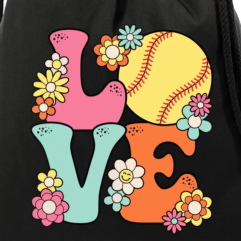 Softball Love Cute Softball Lover Women Teens Girl Drawstring Bag