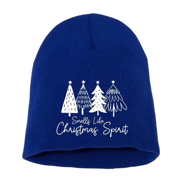 Smells Like Christmas Spirit Xmas Trees Spruce Funny Saying Gift Short Acrylic Beanie