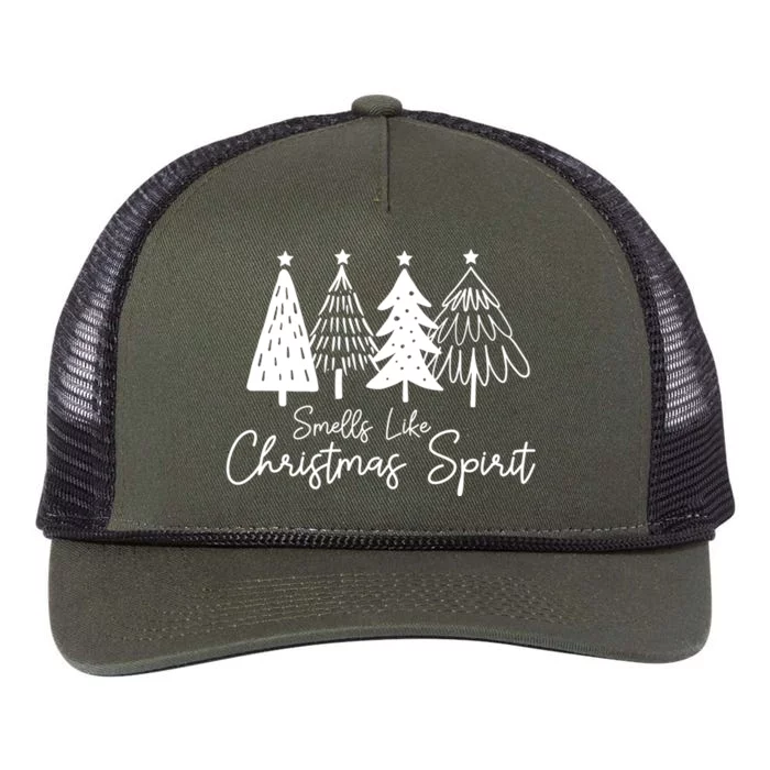 Smells Like Christmas Spirit Xmas Trees Spruce Funny Saying Gift Retro Rope Trucker Hat Cap