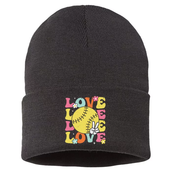 Softball Love Cute Softball Sustainable Knit Beanie