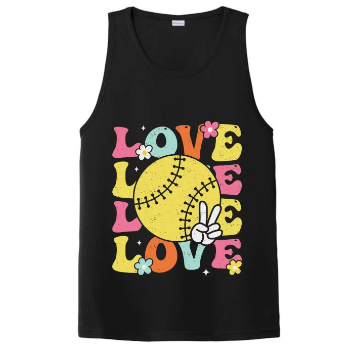 Softball Love Cute Softball Performance Tank