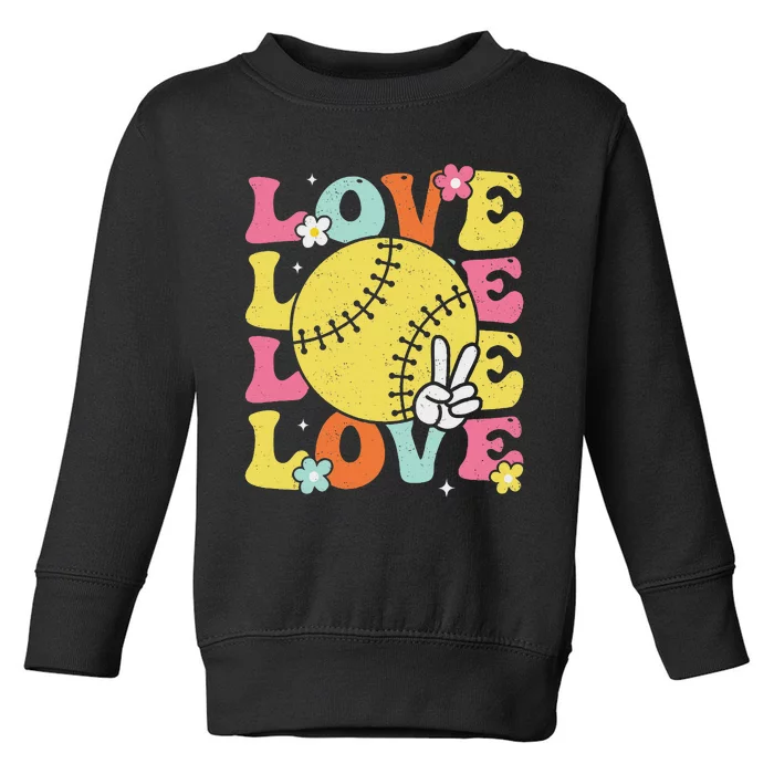 Softball Love Cute Softball Toddler Sweatshirt