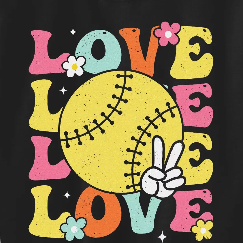 Softball Love Cute Softball Kids Sweatshirt