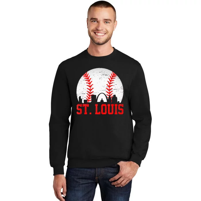 St Louis Cityscape Vintage Baseball Men Women Tall Sweatshirt