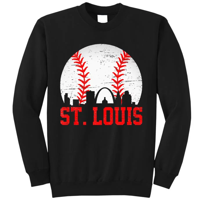 St Louis Cityscape Vintage Baseball Men Women Tall Sweatshirt