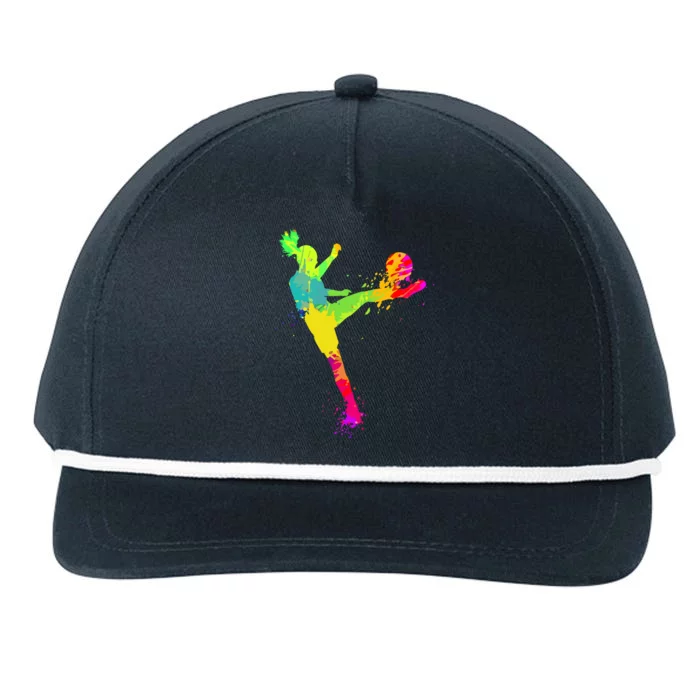 Sport Lover Cool Soccer Design For Women Girls Soccer Player Gift Snapback Five-Panel Rope Hat