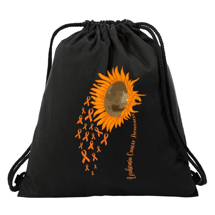 Sunflower Leukemia Cancer Awareness Drawstring Bag