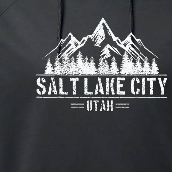 Salt Lake City Utah Mountains Nature Souvenir Performance Fleece Hoodie