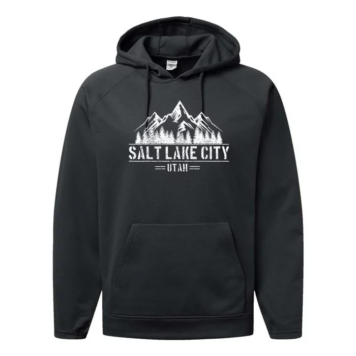 Salt Lake City Utah Mountains Nature Souvenir Performance Fleece Hoodie