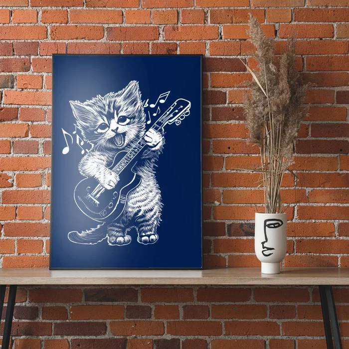 Sweet Little Cat Playing Electric Guitar, Cat Mom Premium Poster