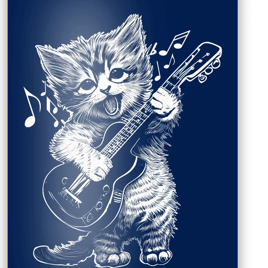 Sweet Little Cat Playing Electric Guitar, Cat Mom Premium Poster