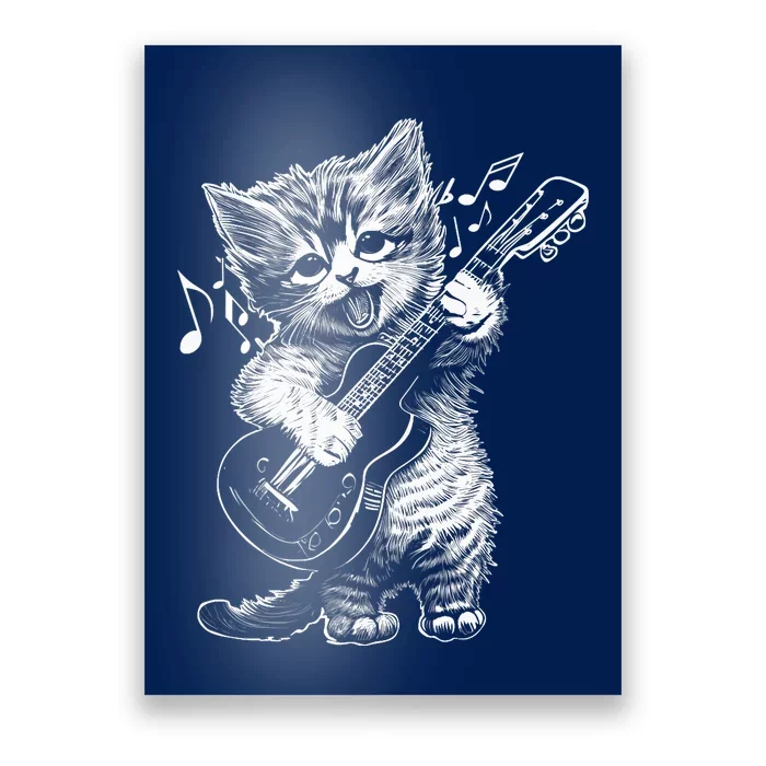 Sweet Little Cat Playing Electric Guitar, Cat Mom Premium Poster