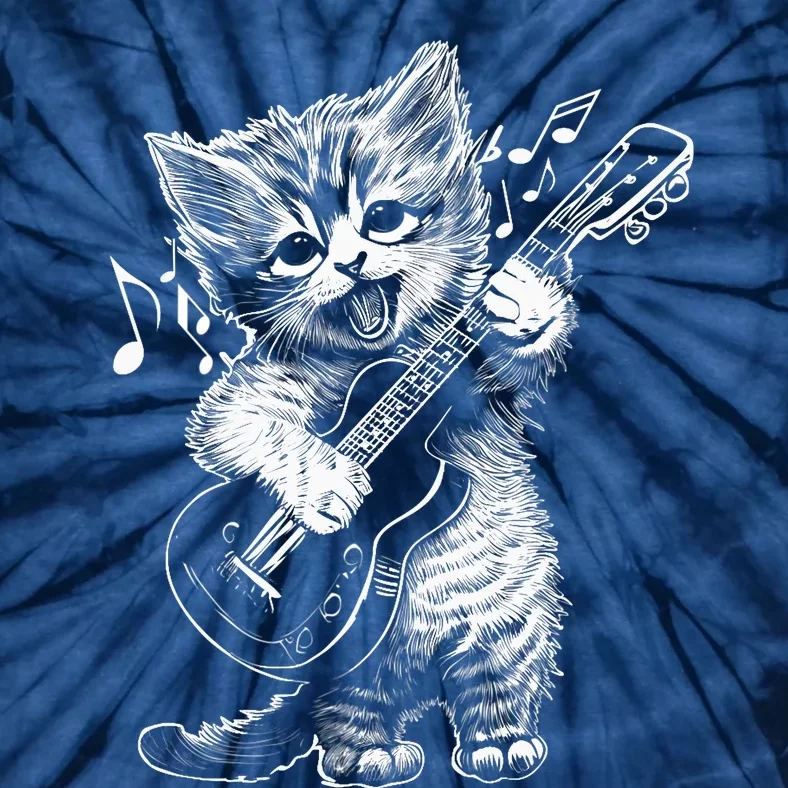 Sweet Little Cat Playing Electric Guitar, Cat Mom Premium Tie-Dye T-Shirt