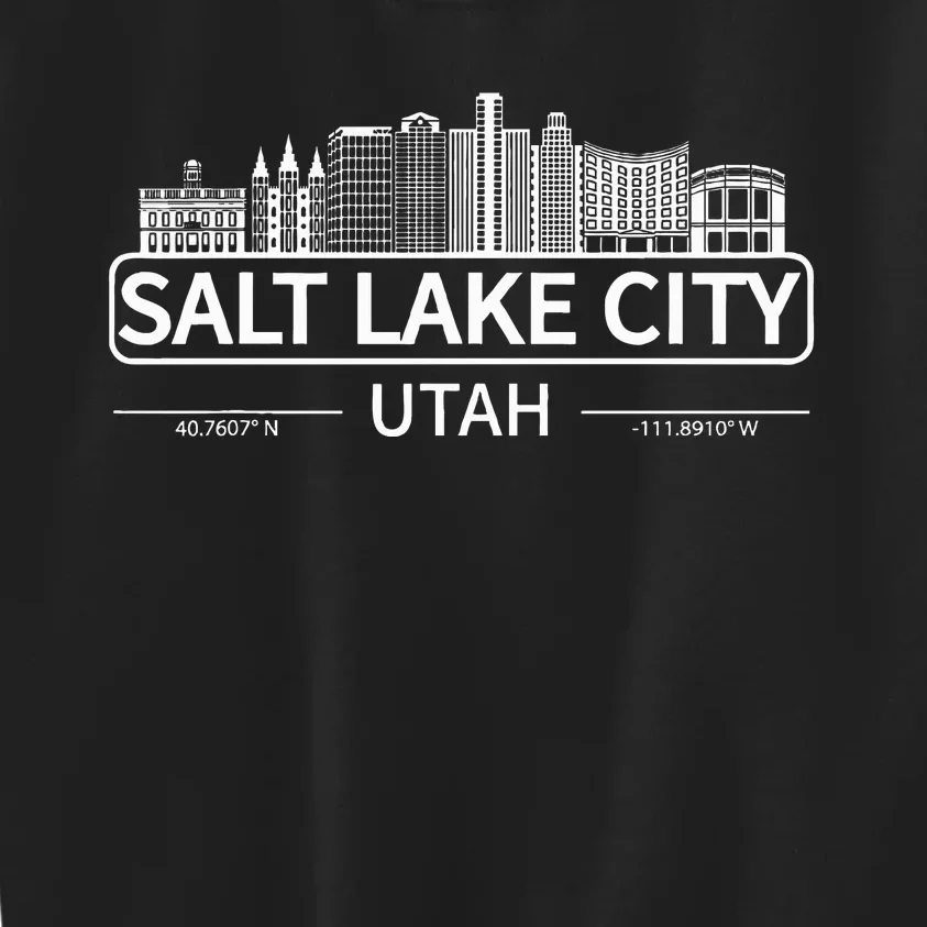 Salt Lake City Utah Skyline Travel To Salt Lake City Kids Sweatshirt