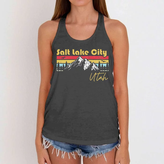 Salt Lake City Utah Roots Hometown Vintage Home State Pride Women's Knotted Racerback Tank