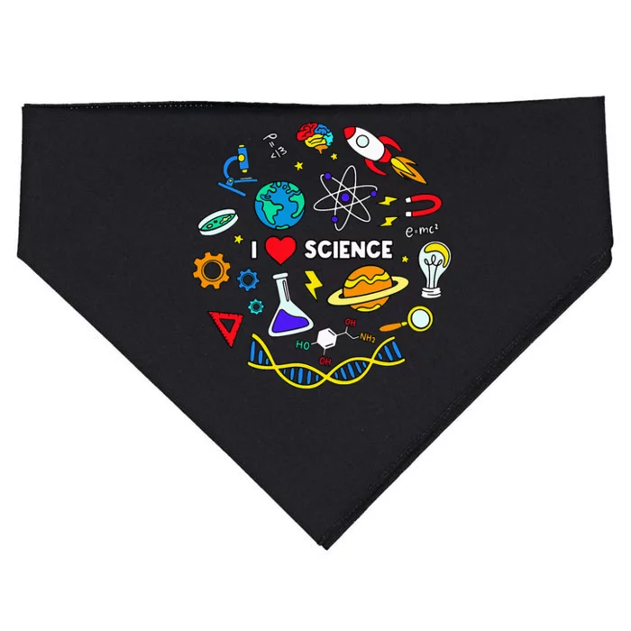 Science Lover Chemistry Biology Physics Love Science USA-Made Doggie Bandana