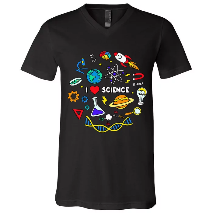 Science Lover Chemistry Biology Physics Love Science V-Neck T-Shirt