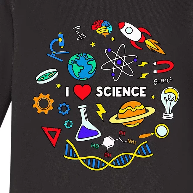 Science Lover Chemistry Biology Physics Love Science Baby Long Sleeve Bodysuit