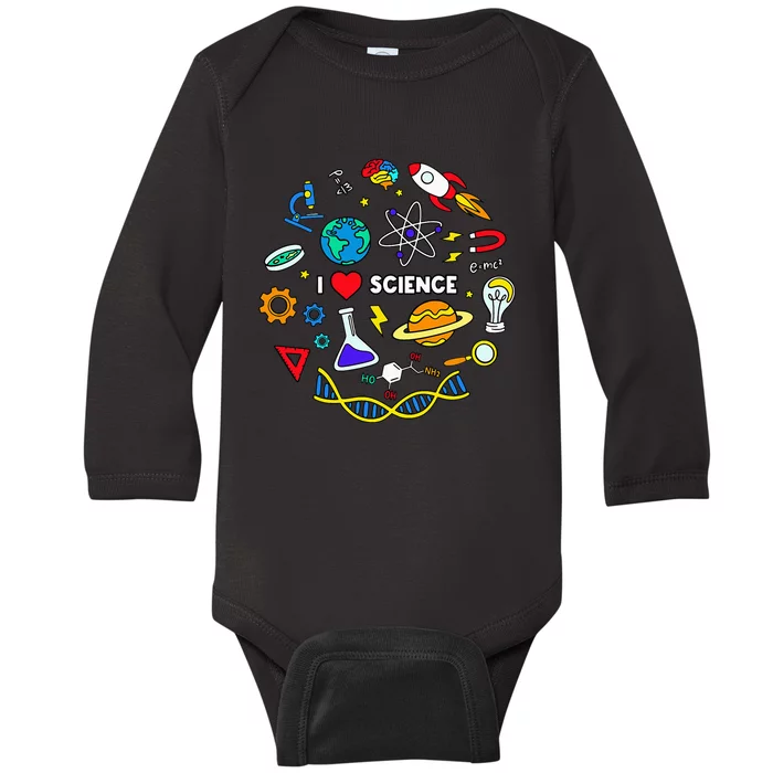 Science Lover Chemistry Biology Physics Love Science Baby Long Sleeve Bodysuit