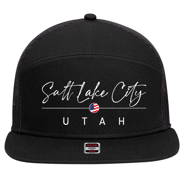 Salt Lake City Utah 7 Panel Mesh Trucker Snapback Hat