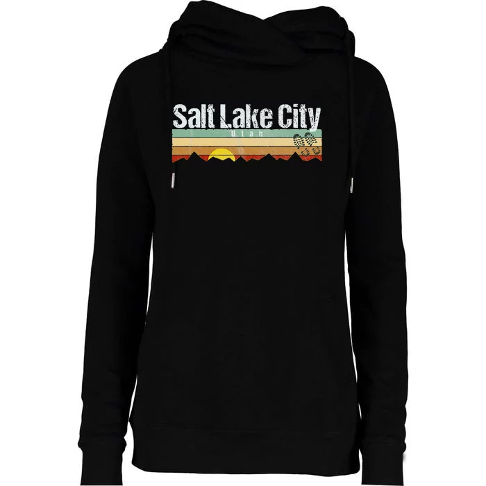 Salt Lake City Hiking Vintage Utah Womens Funnel Neck Pullover Hood