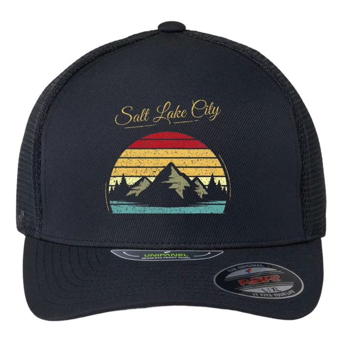 Salt Lake City Utah Vintage Hiking Outdoors Nature Woods Flexfit Unipanel Trucker Cap