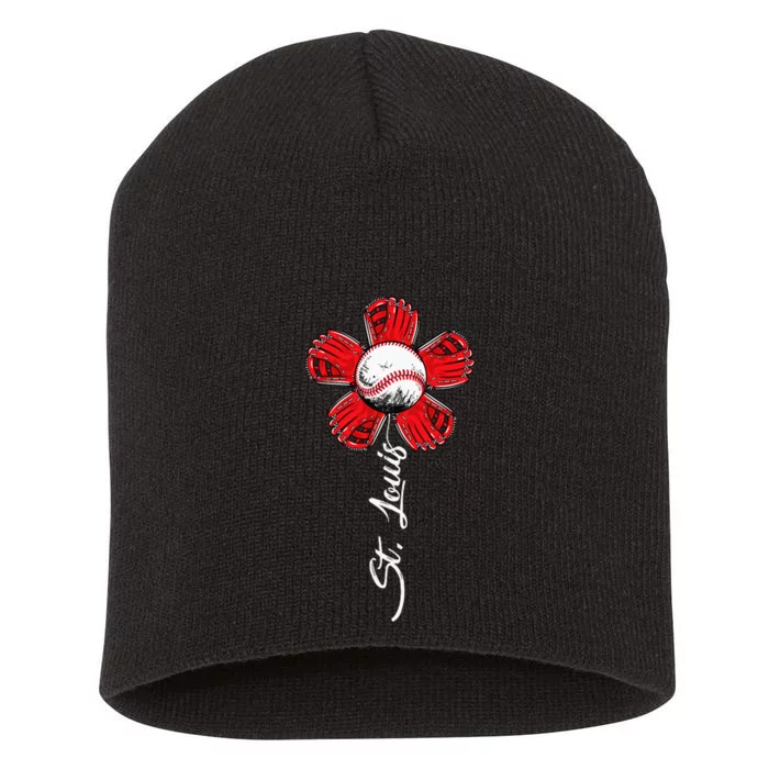 St. Louis Colorful Baseball Flower Souvenir I Love St. Louis Short Acrylic Beanie