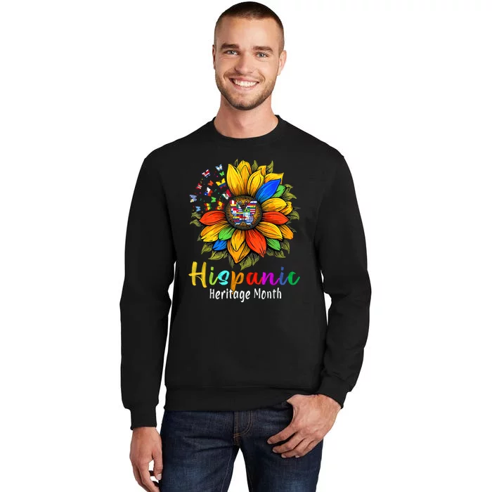 Sunflower Latin Countries Flags Hispanic Heritage Month Sweatshirt