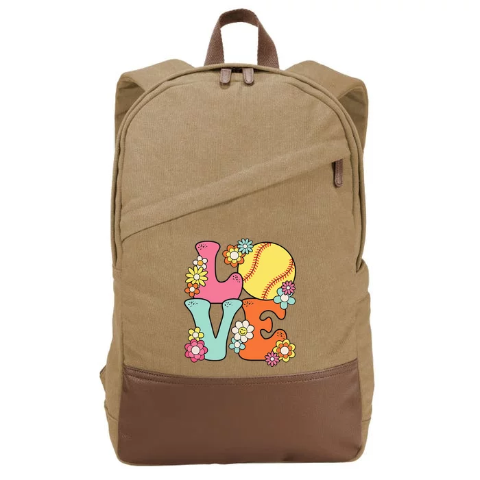 Softball Love Cute Softball Lover Cotton Canvas Backpack