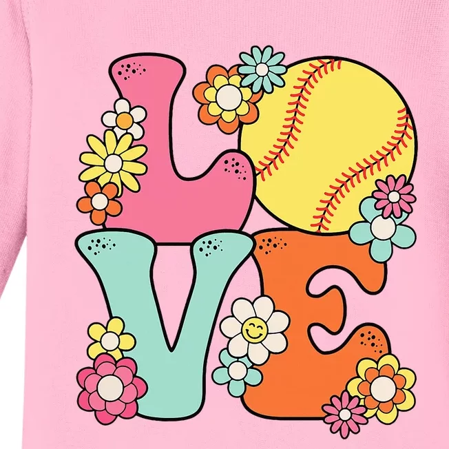 Softball Love Cute Softball Lover Baby Long Sleeve Bodysuit