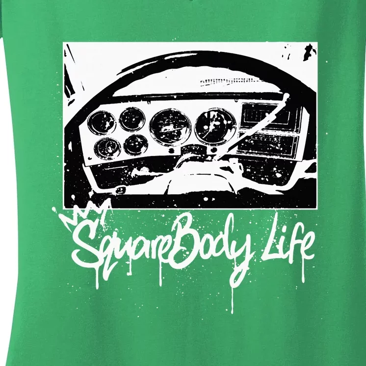 Squarebody Life C10 Classic Truck Squarebody Nation Women's V-Neck T-Shirt