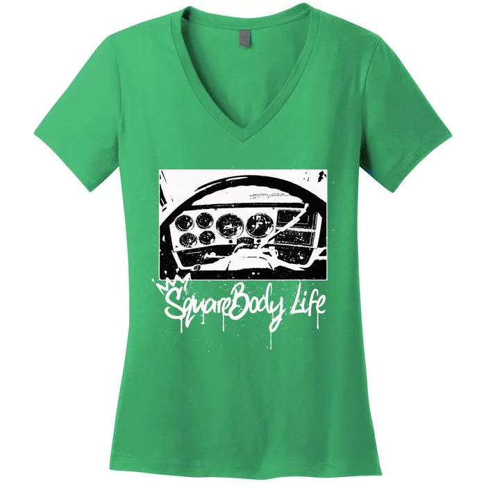 Squarebody Life C10 Classic Truck Squarebody Nation Women's V-Neck T-Shirt