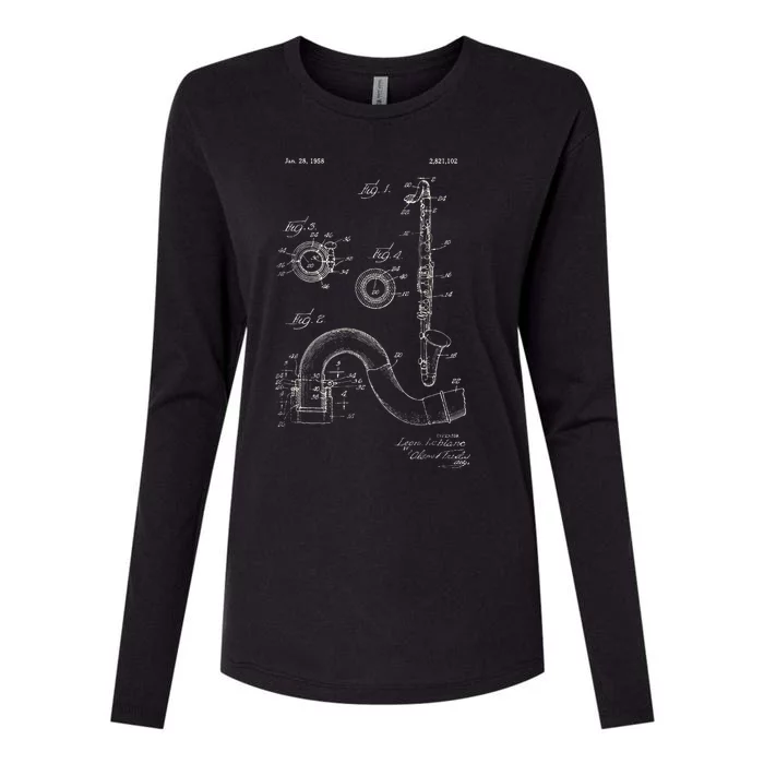 Saxophone Love Draw Of Details Music Lover Womens Cotton Relaxed Long Sleeve T-Shirt